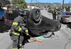 Photo Story: Two-vehicle crash on Center Street A Watsonville firefighter cleans up at the scene of a two-vehicle crash Tuesday afternoon on Center Street in Watsonville.